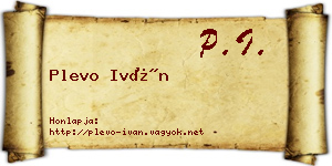 Plevo Iván névjegykártya